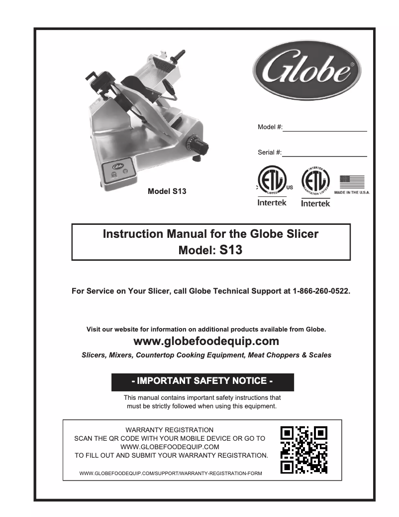 Página 1 del manual Manual de usuario Globe S13