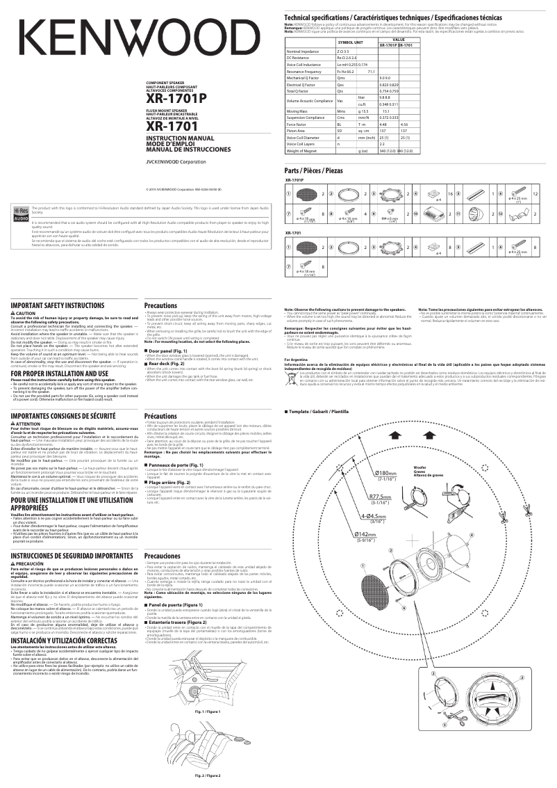 Imagen de la primera página del manual del dispositivo Excelon XR-1701
