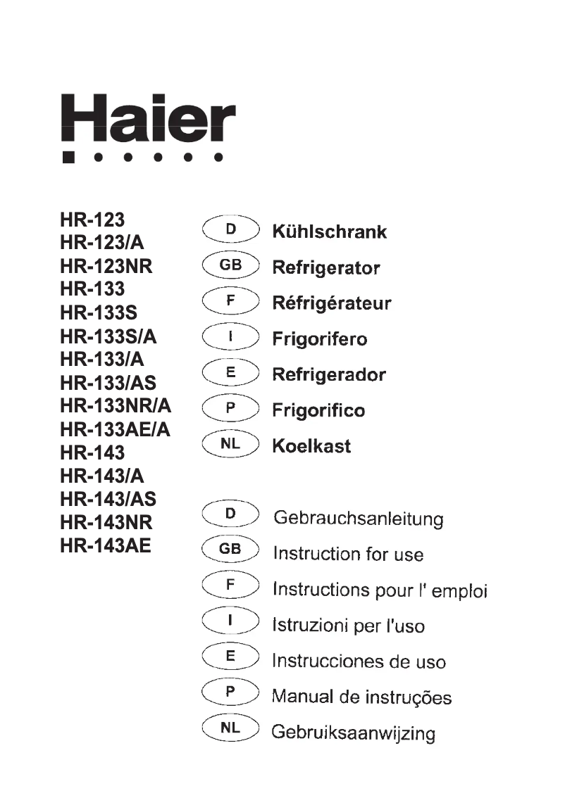 Página 1 del manual Manual de usuario Haier HR-133