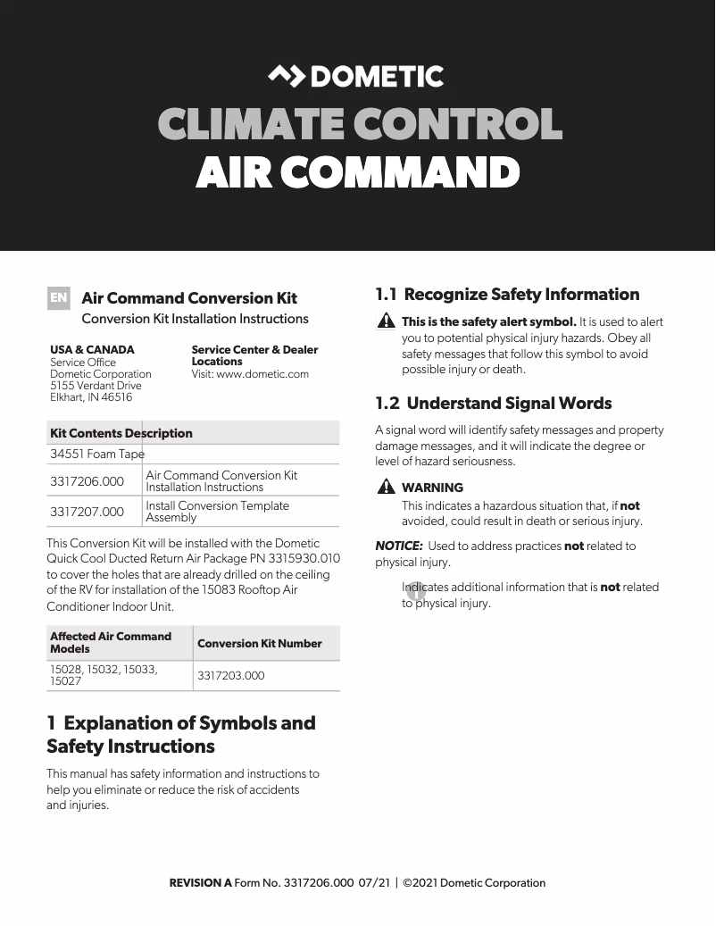 Imagen de la primera página del manual del dispositivo Atwood AirCommand 15K