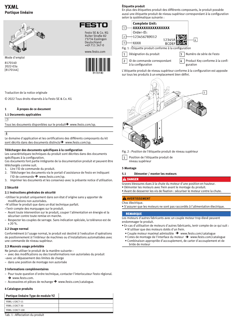 Página 1 del manual Manual de usuario Festo YXML-3