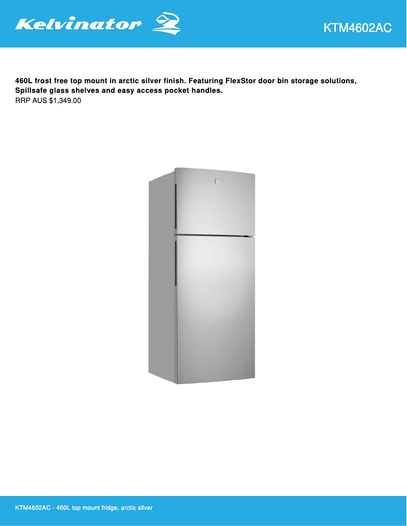 Página 1 del manual Ficha técnica Kelvinator KTM4602AC