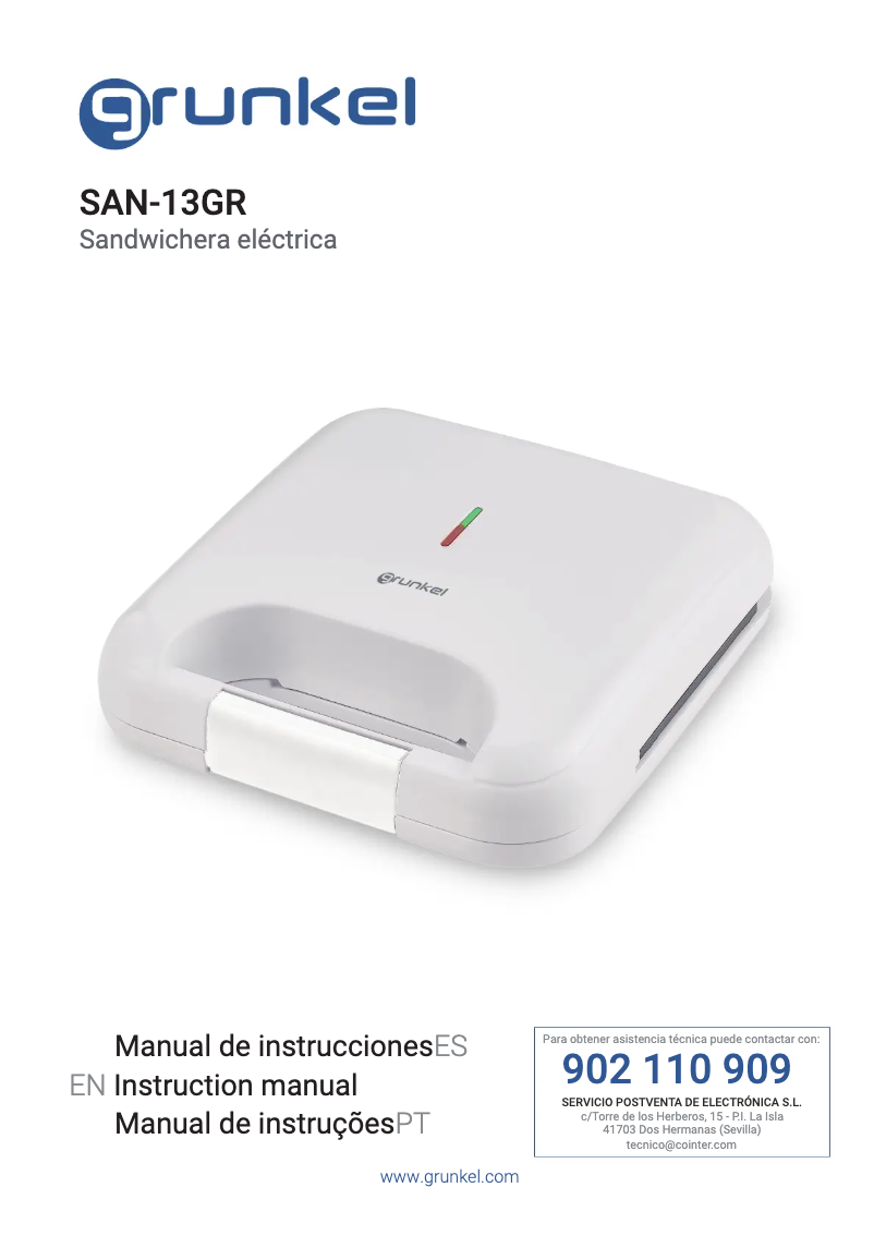 Imagen de la primera página del manual del dispositivo SAN-13GR