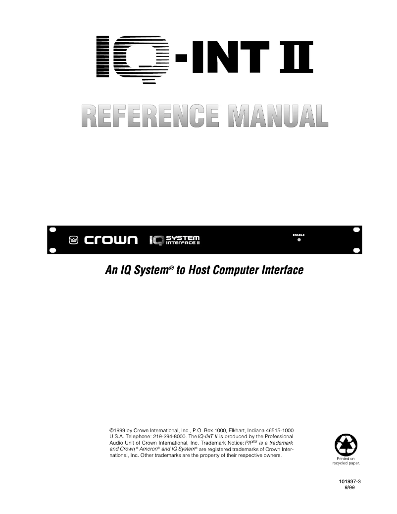 Imagen de la primera página del manual del dispositivo IQ System Interface II