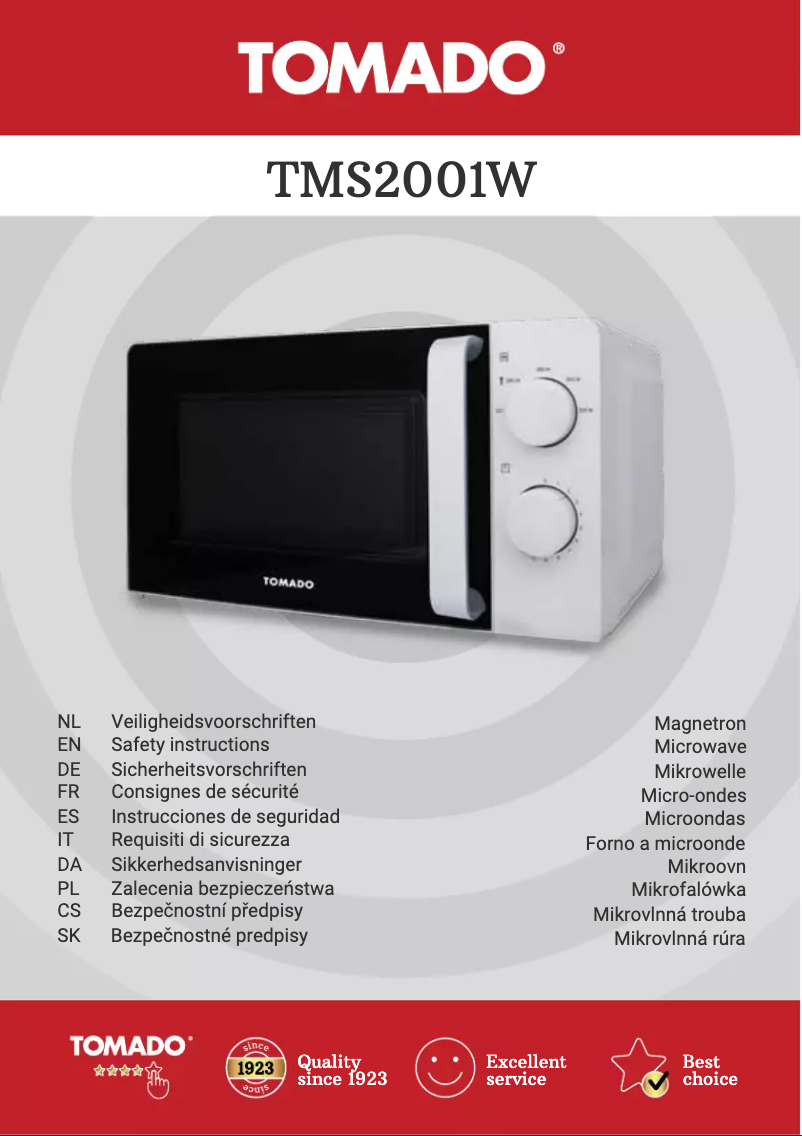 Imagen de la primera página del manual del dispositivo TMS2001W