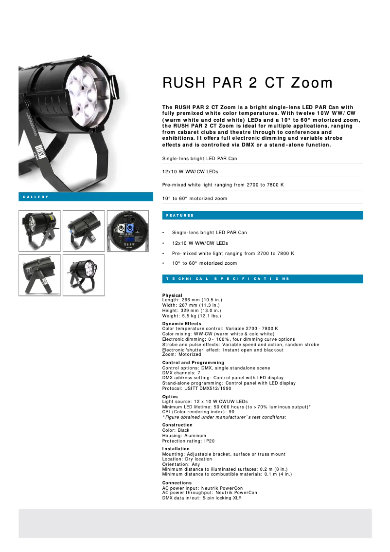Imagen de la primera página del manual del dispositivo RUSH PAR 2 CT Zoom