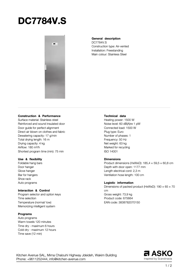 Imagen de la primera página del manual del dispositivo DC7784VS