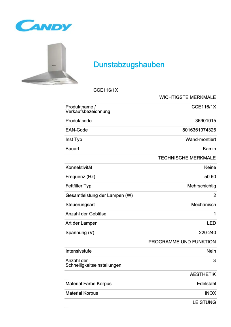 Imagen de la primera página del manual del dispositivo CCE116/1X