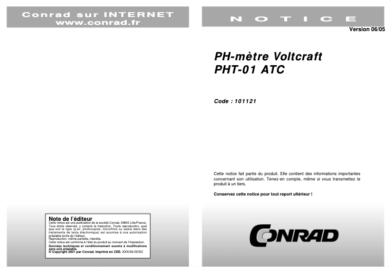 Imagen de la primera página del manual del dispositivo PHT-01 ATC