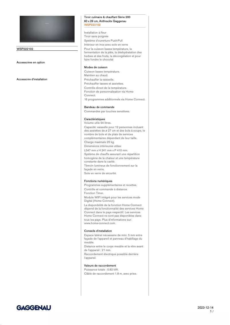 Imagen de la primera página del manual del dispositivo WSP222102