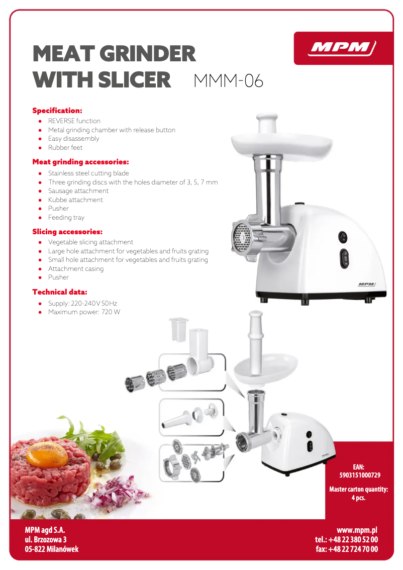 Página 1 del manual Ficha técnica MPM MMM-06