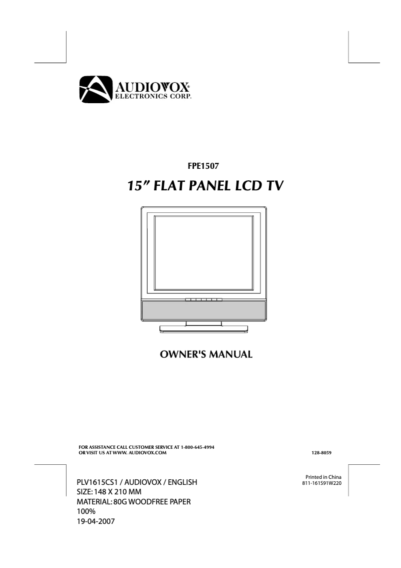 Imagen de la primera página del manual del dispositivo FPE1507
