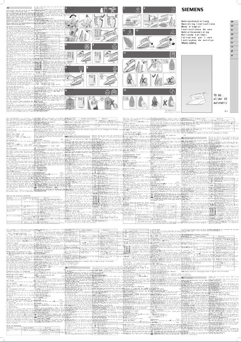 Página 1 del manual Manual de usuario Siemens slider S5 automatic TB66450
