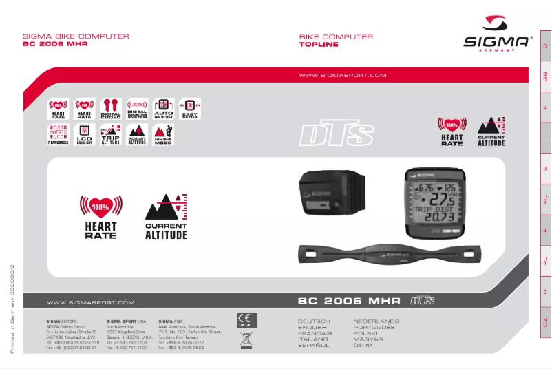 Página 1 del manual Manual de usuario Sigma BC 2006 MHR DTS