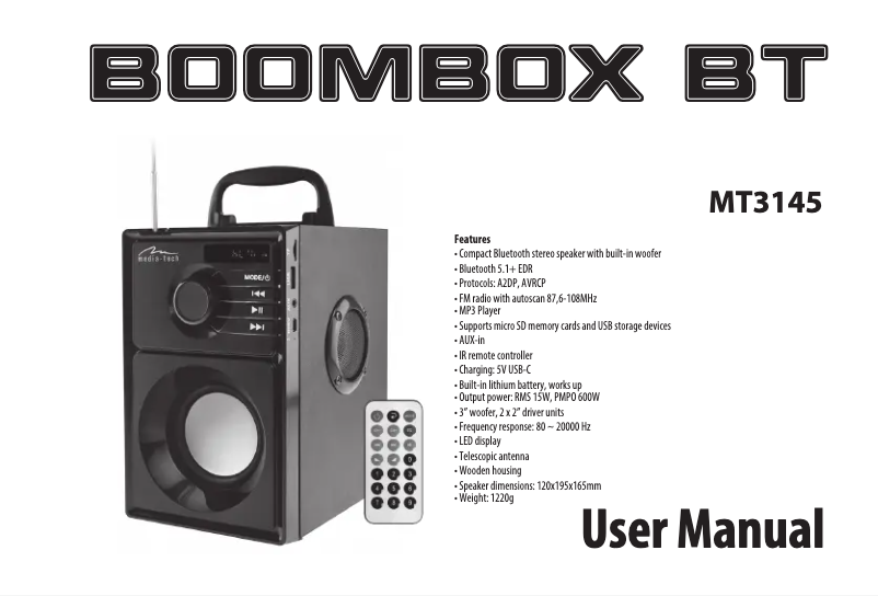 Página 1 del manual Manual de usuario Media-Tech BOOMBOX BT MT3145
