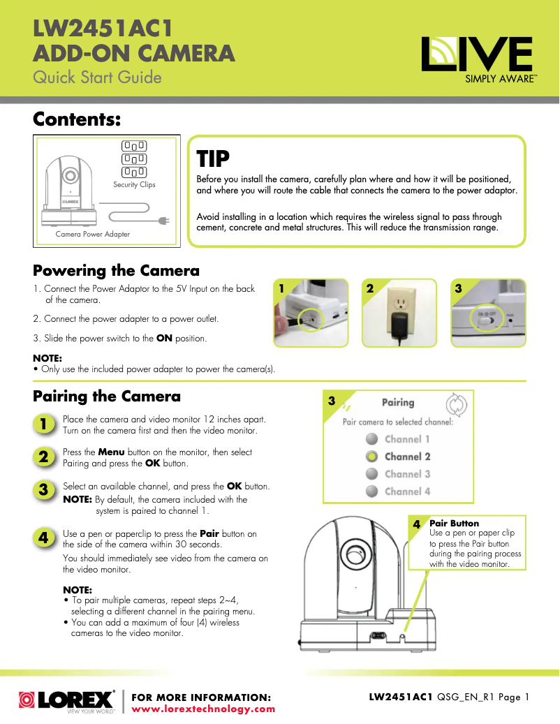 Imagen de la primera página del manual del dispositivo LW2451AC1