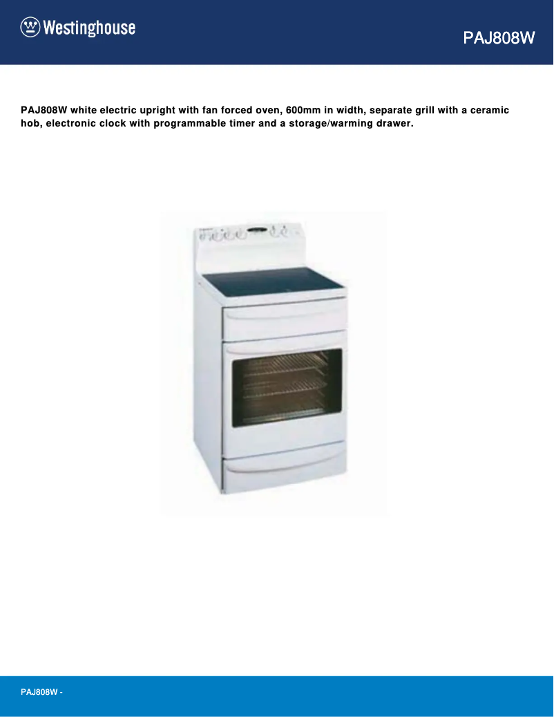 Página 1 del manual Manual de usuario Westinghouse PAJ808W