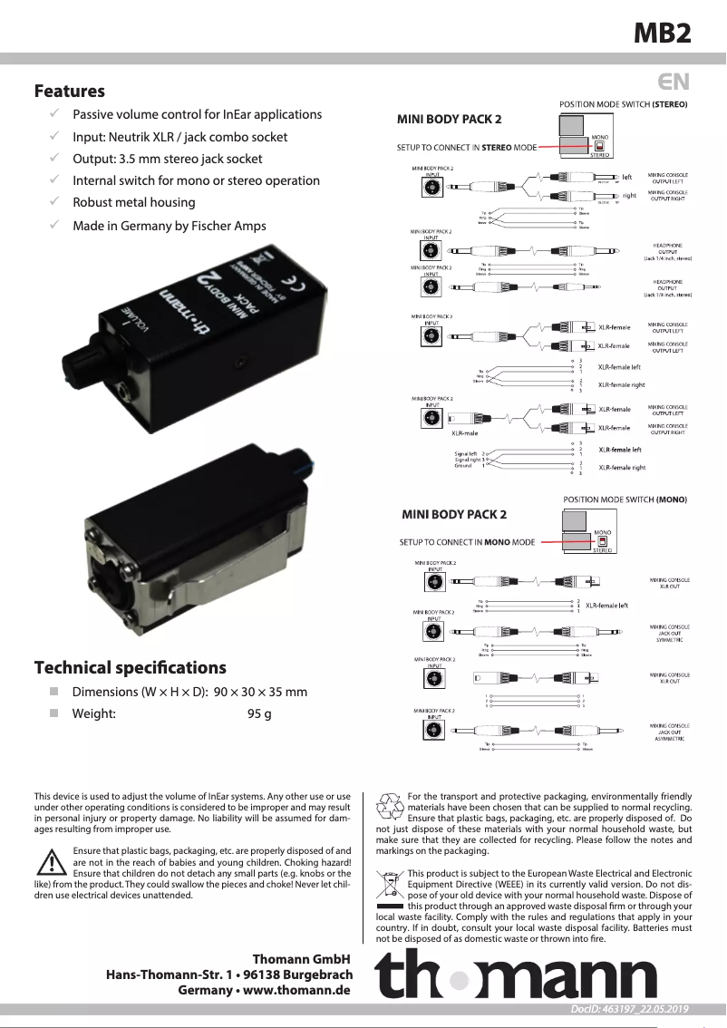 Imagen de la primera página del manual del dispositivo MB2