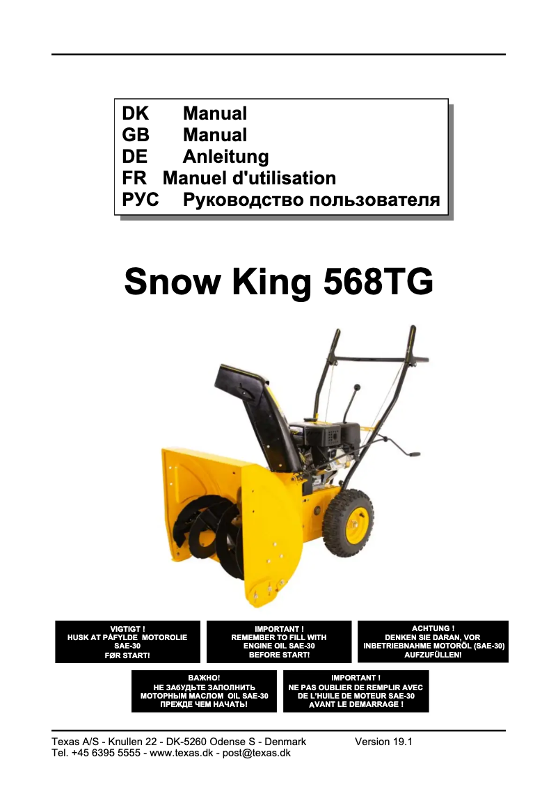 Página nº 1 - Manual de usuario Texas Snow King 568TG