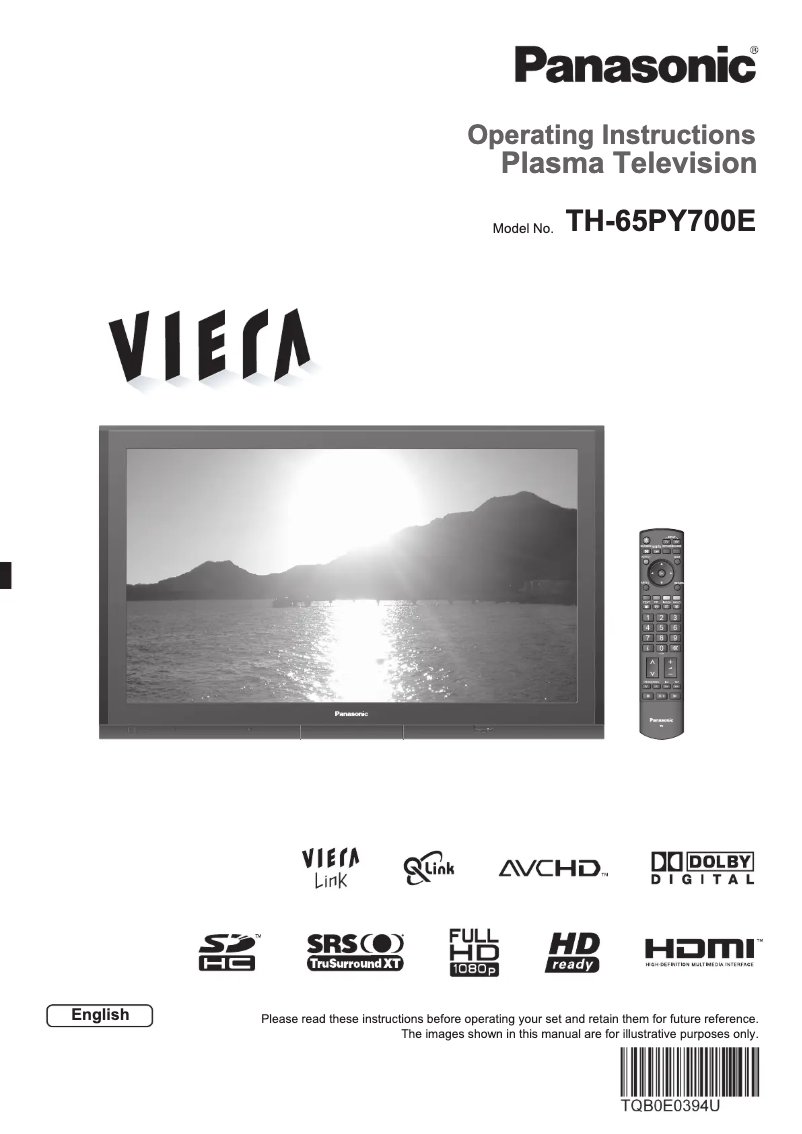 Página 1 del manual Manual de usuario Panasonic Viera TH-65PY700E