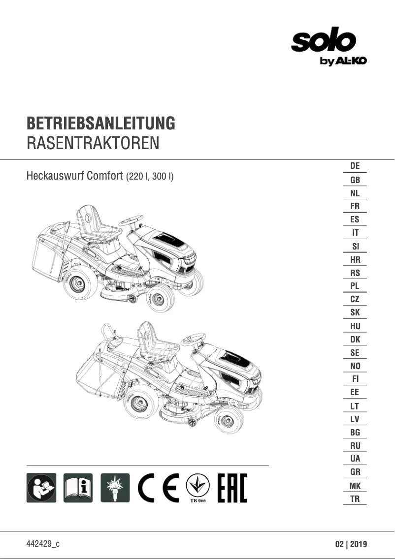 Imagen de la primera página del manual del dispositivo Solo 220 l