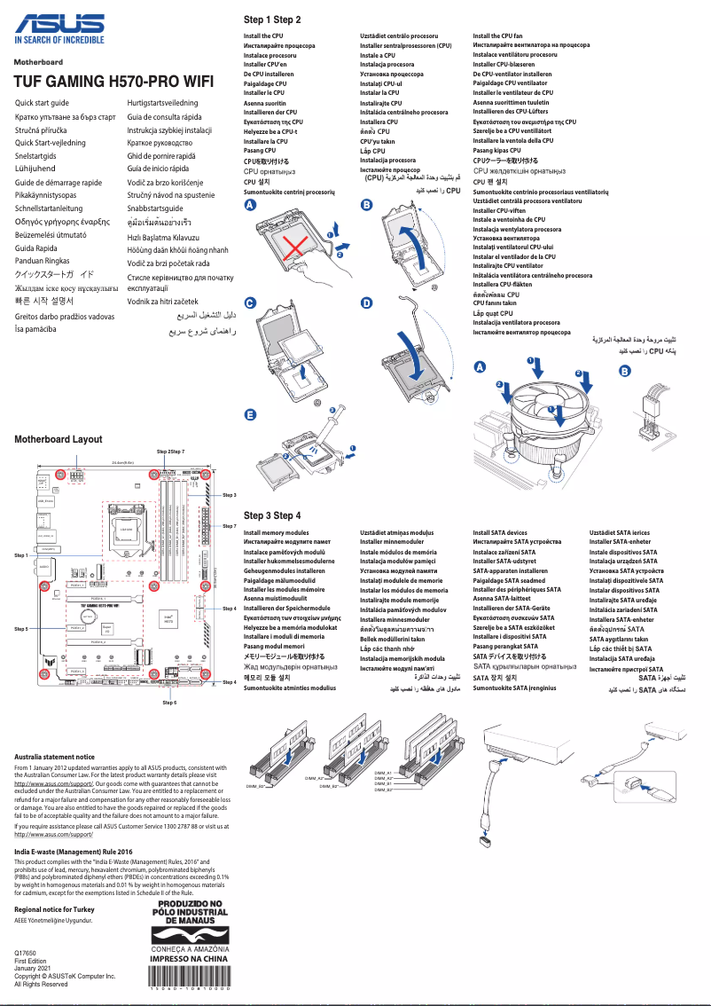 Página nº 1 - Guía de inicio rápido Asus TUF Gaming H570-Pro WIFI