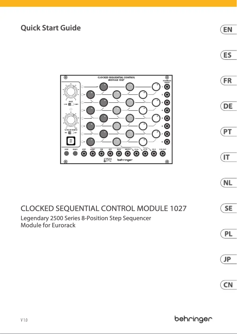 Página 1 del manual Guía de inicio rápido Behringer Clocked Sequential Control Module 1027
