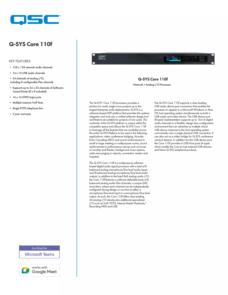 Página nº 1 - Ficha técnica QSC Core 110f