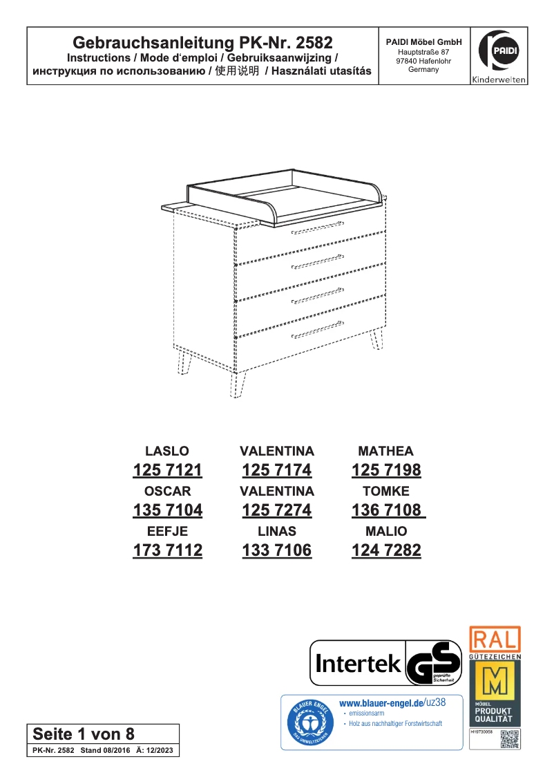 Página 1 del manual Manual de usuario Paidi Oscar