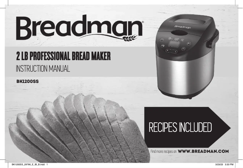 Página 1 del manual Manual de usuario Breadman BK1200SS
