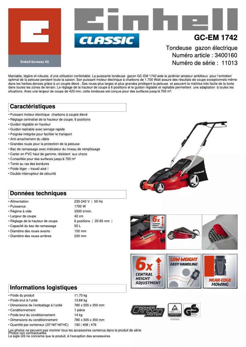 Imagen de la primera página del manual del dispositivo GC-EM 1700/42