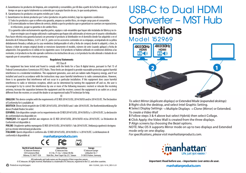 Página nº 1 - Manual de usuario Manhattan 152969