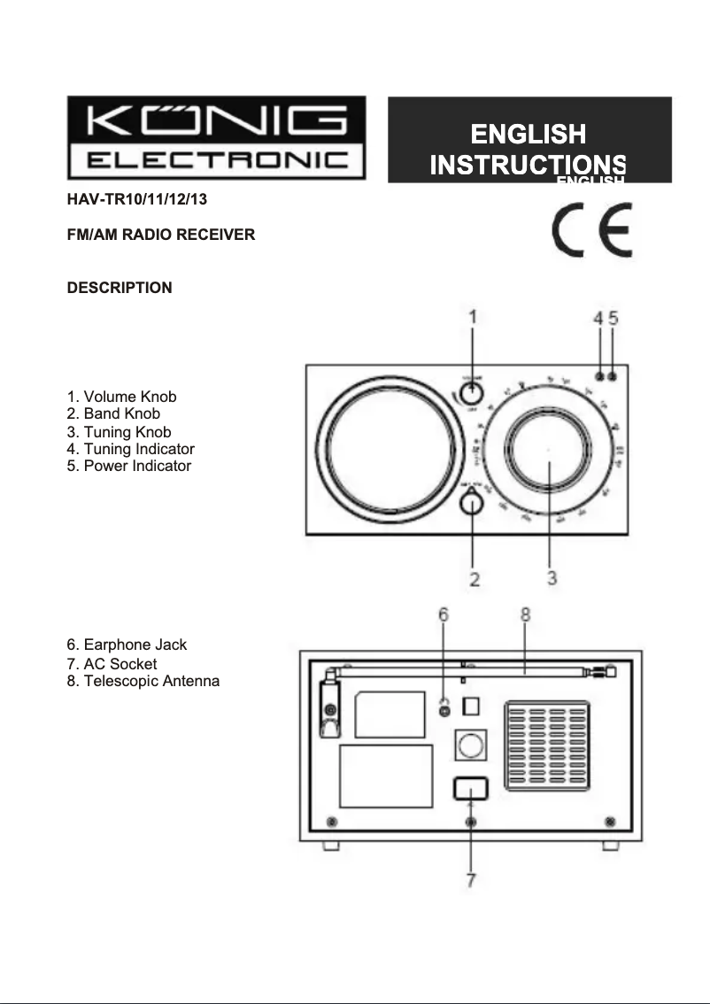 Imagen de la primera página del manual del dispositivo HAV-TR13