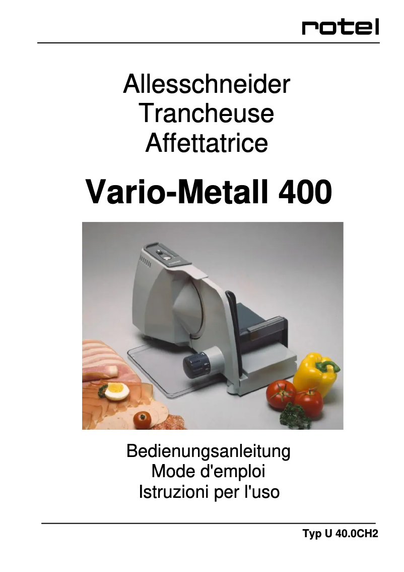 Página 1 del manual Manual de usuario Rotel Vario-Metall 400