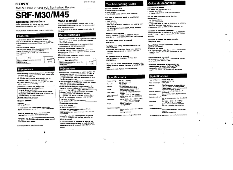 Imagen de la primera página del manual del dispositivo SRF-M30