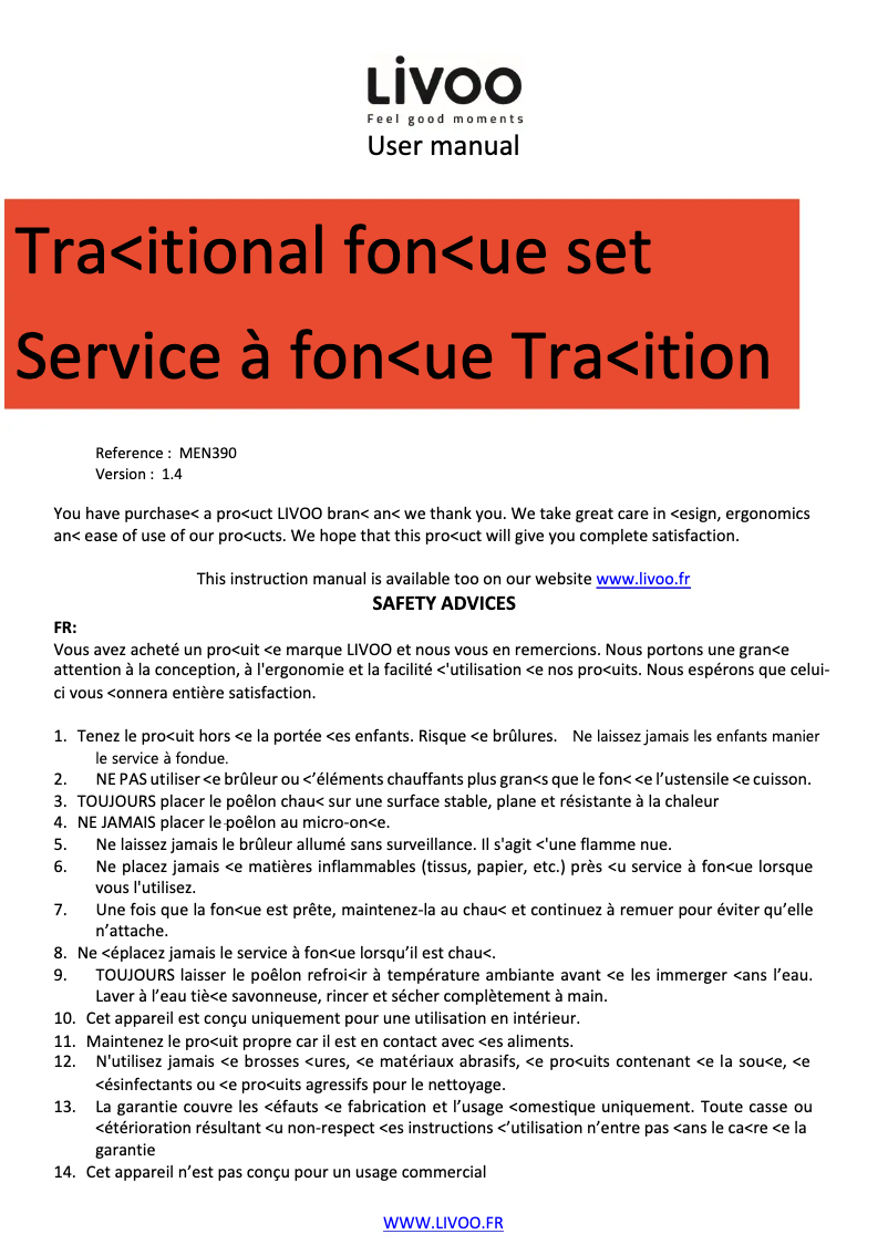 Imagen de la primera página del manual del dispositivo MEN390