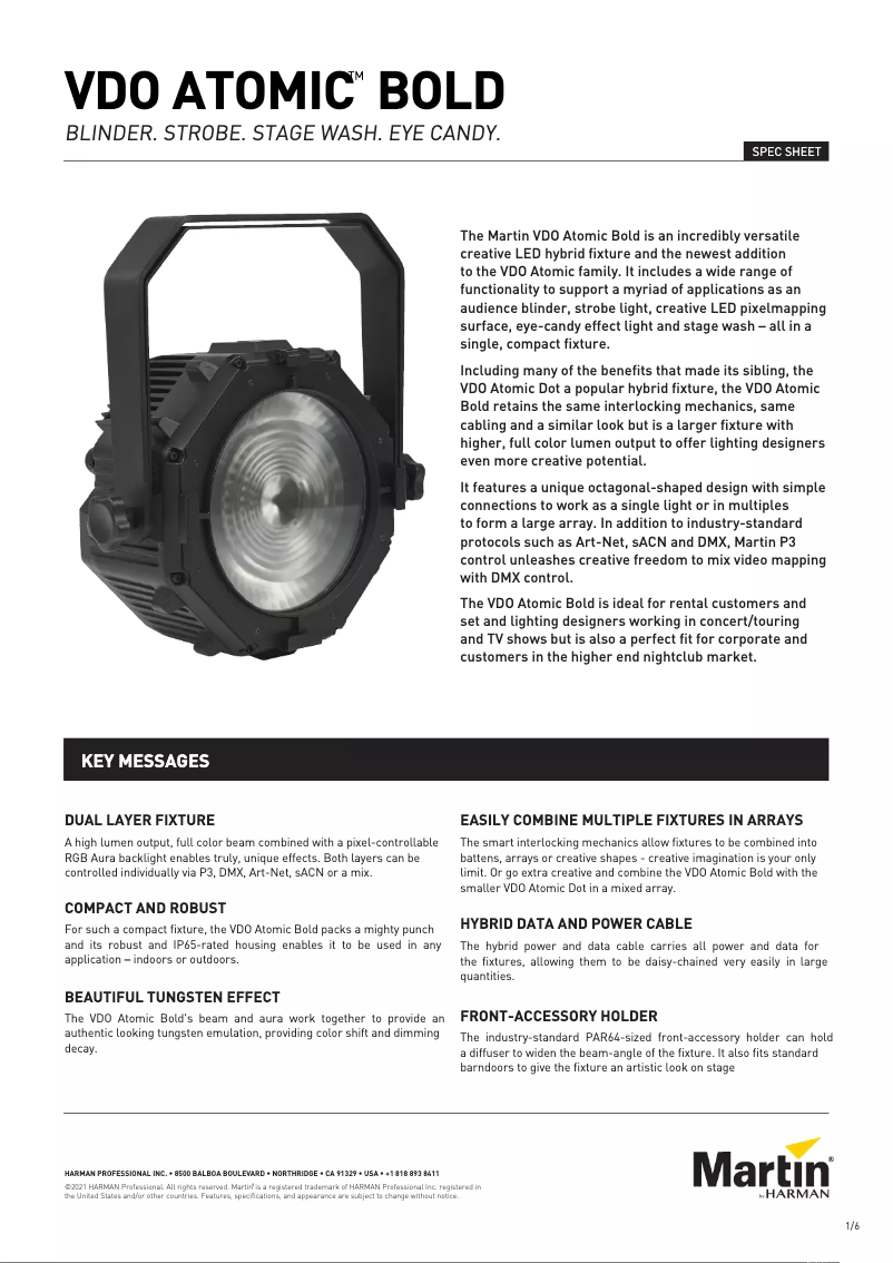 Página 1 del manual Ficha técnica Martin VDO Atomic Bold