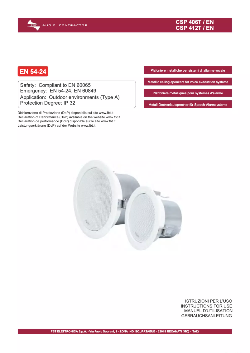 Página 1 del manual Manual de usuario FBT CSP 406 T/EN