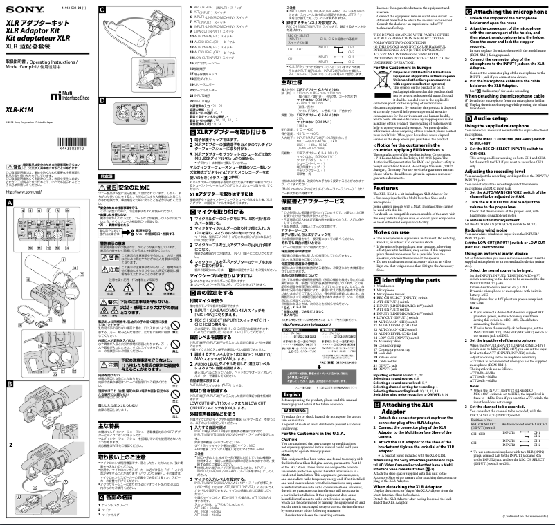 Página 1 del manual Manual de usuario Sony XLR-K1M