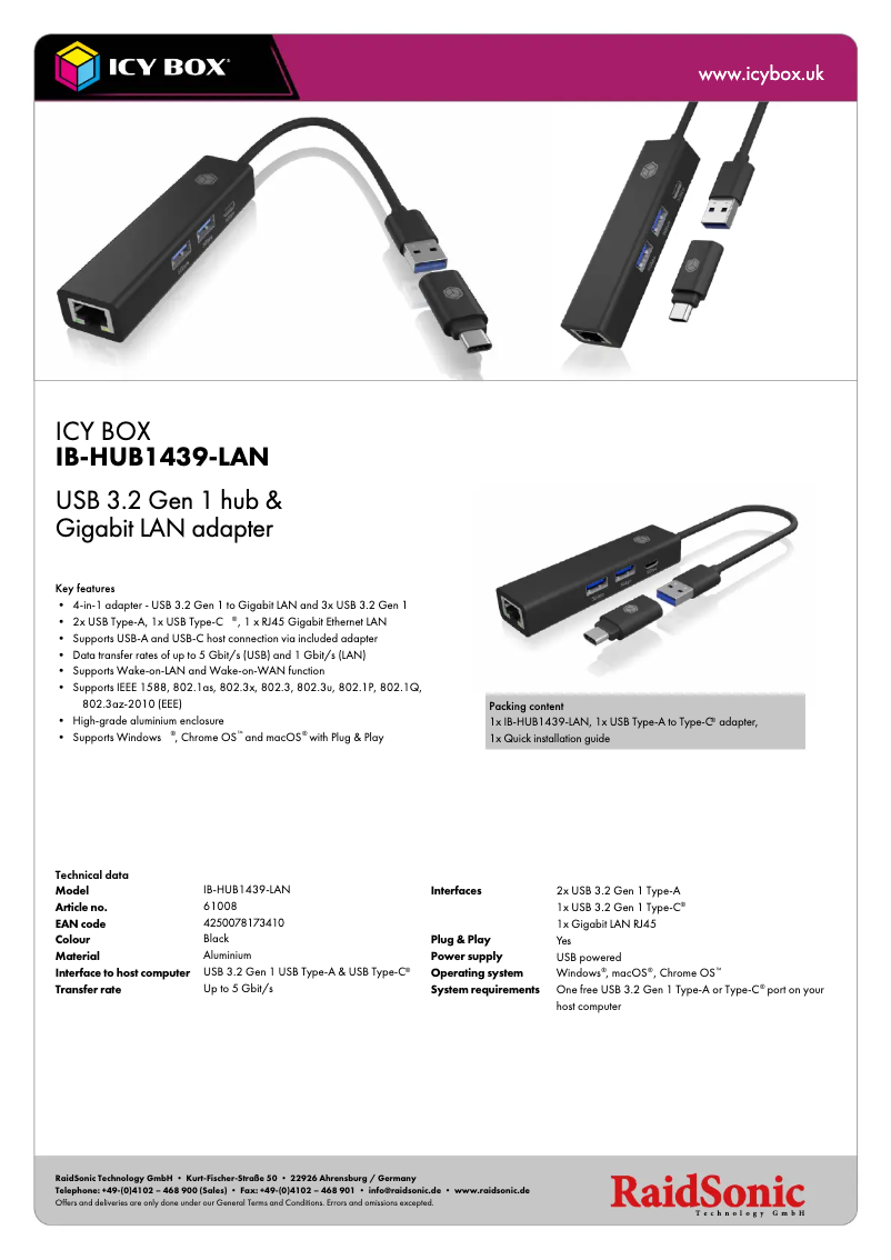 Imagen de la primera página del manual del dispositivo IB-HUB1439-LAN