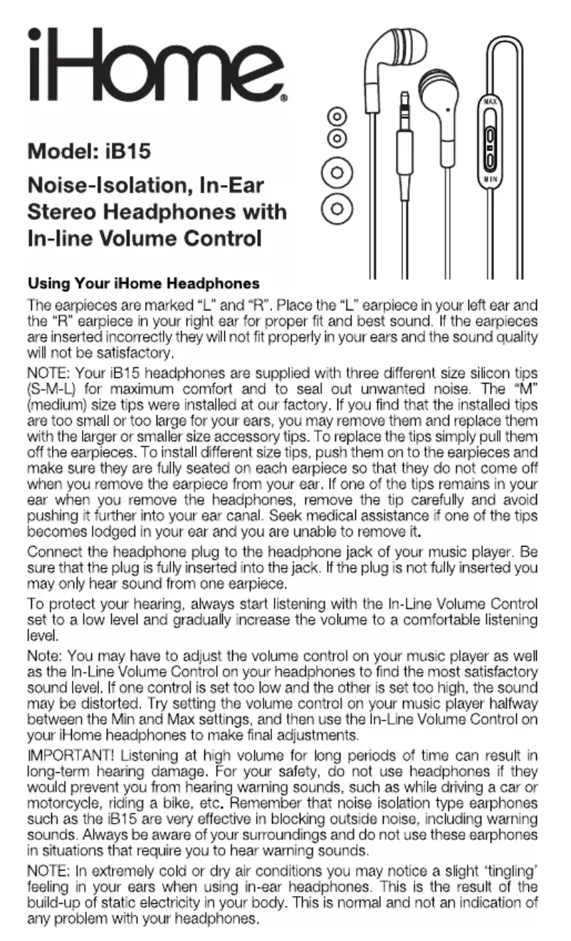 Página nº 1 - Manual de usuario iHome IB15