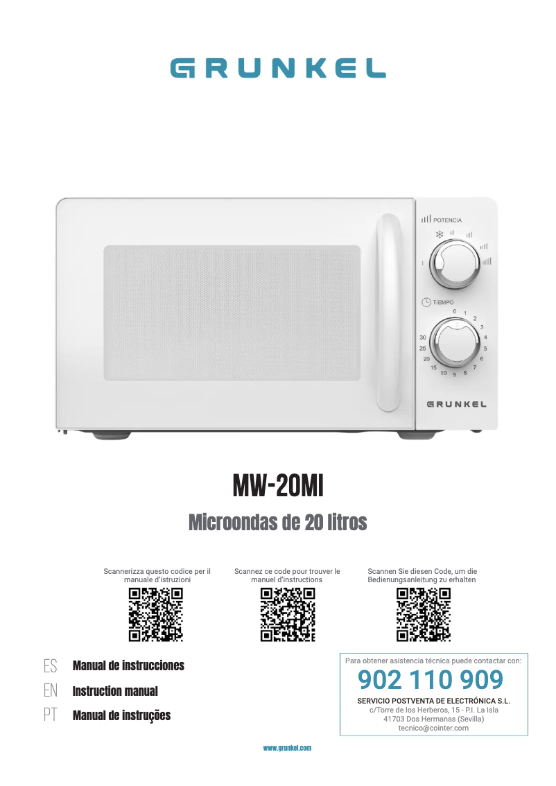 Imagen de la primera página del manual del dispositivo MW-20MI