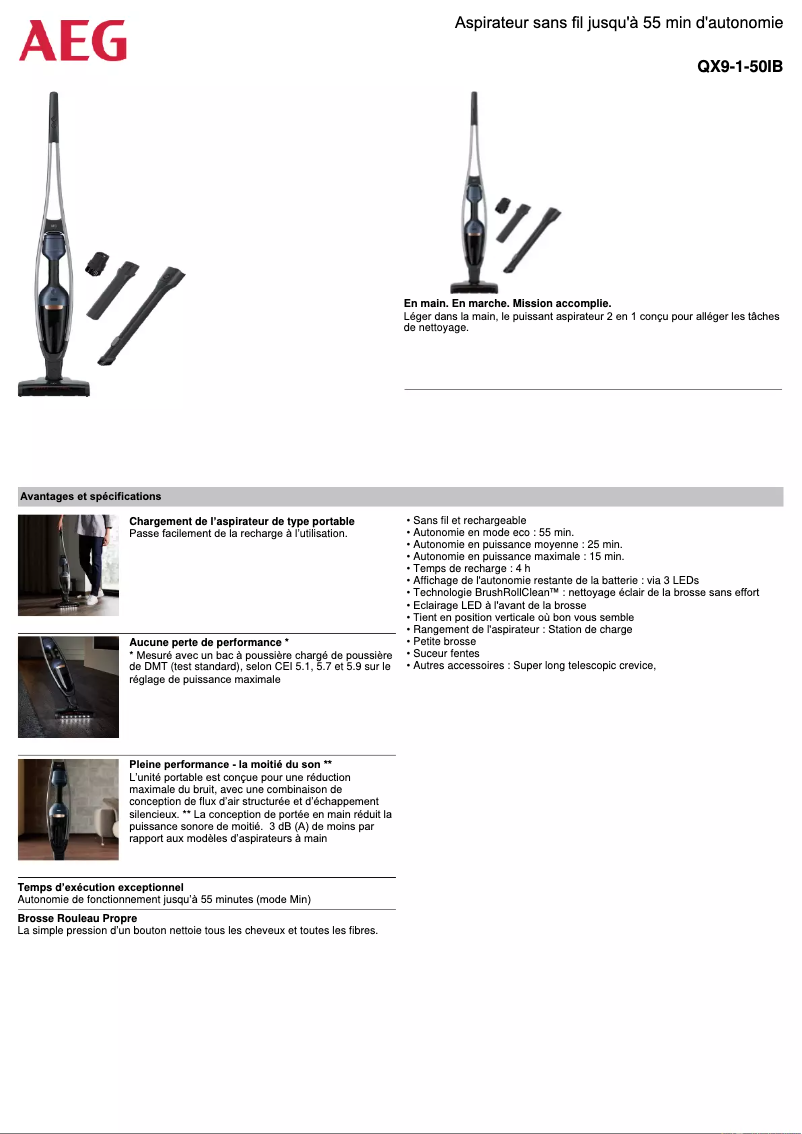 Página 1 del manual Ficha técnica AEG Flexibility QX9-1-50IB