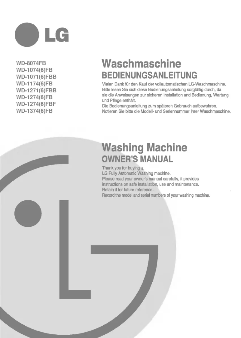 Página nº 1 - Manual de usuario LG WD-1071FBB