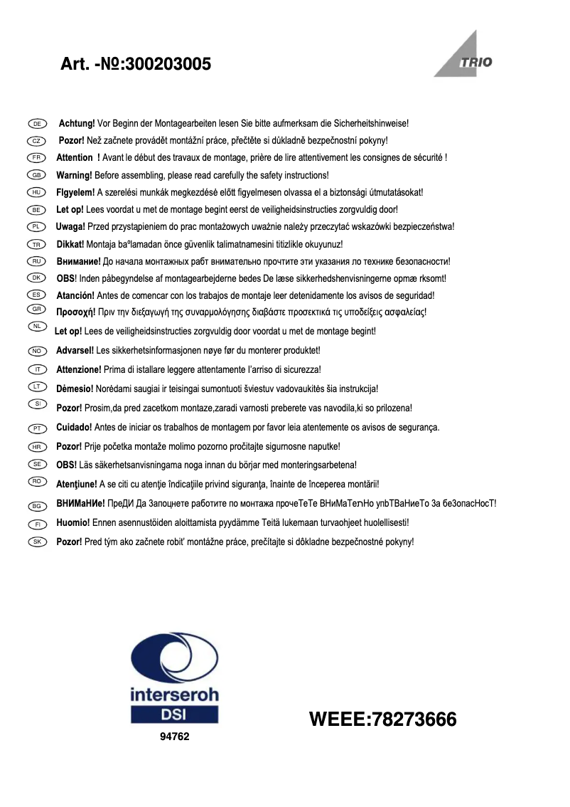 Imagen de la primera página del manual del dispositivo Slash 300203005