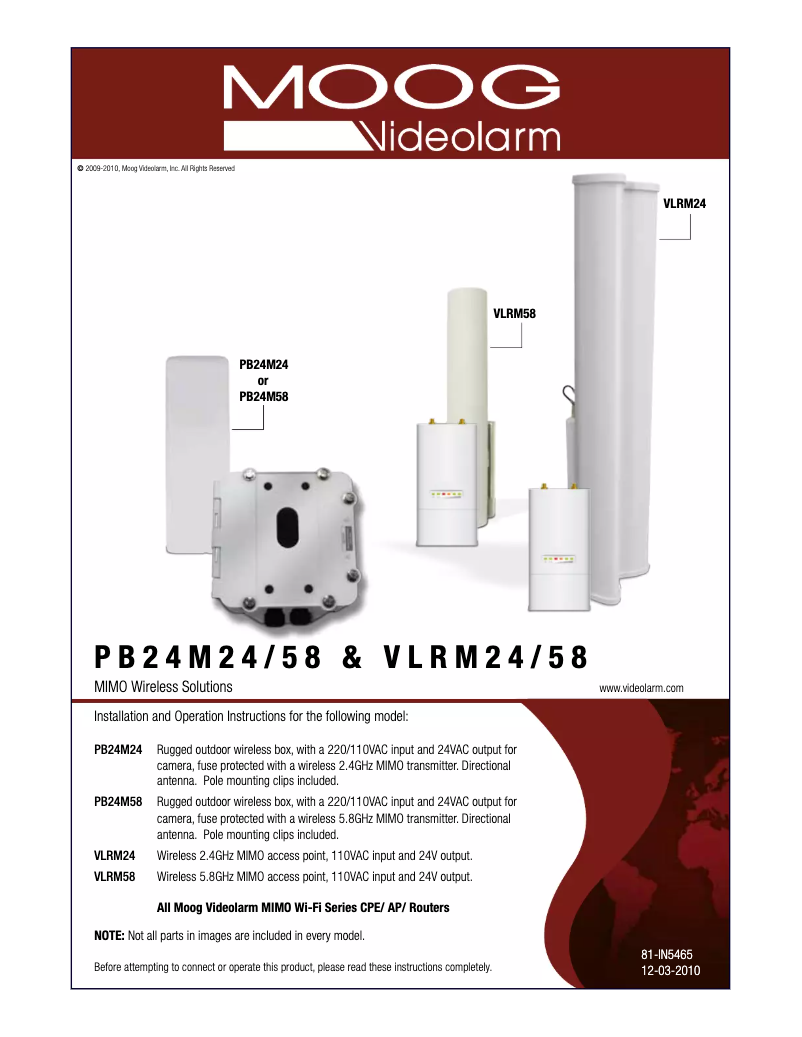Imagen de la primera página del manual del dispositivo VLRM58
