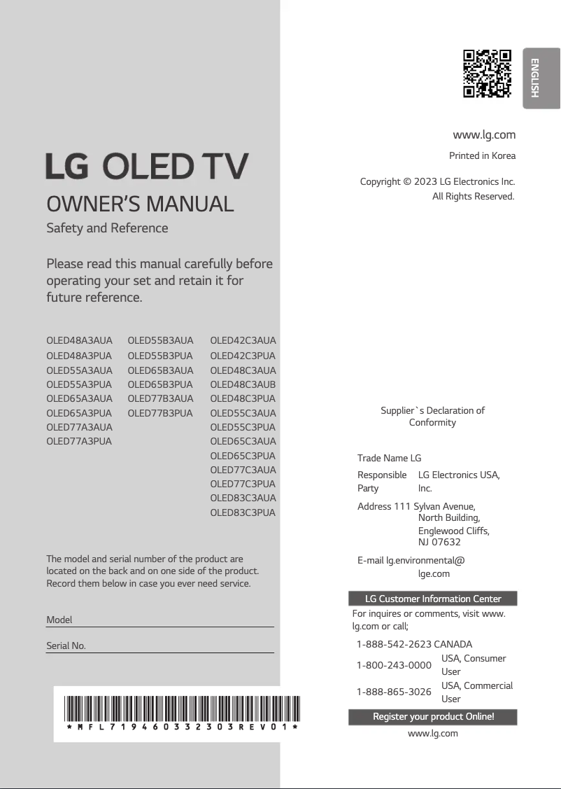 Página nº 1 - Manual de usuario LG OLED55C3PUA
