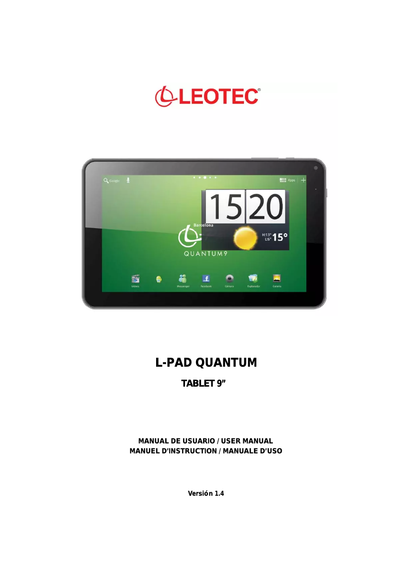 Imagen de la primera página del manual del dispositivo L-Pad Quantum LETAB904