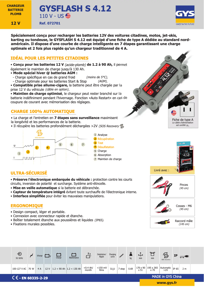 Imagen de la primera página del manual del dispositivo Gysflash S 4.12