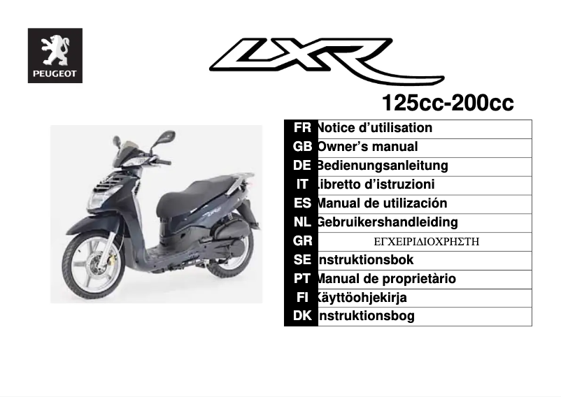 Imagen de la primera página del manual del dispositivo LXR 125cc